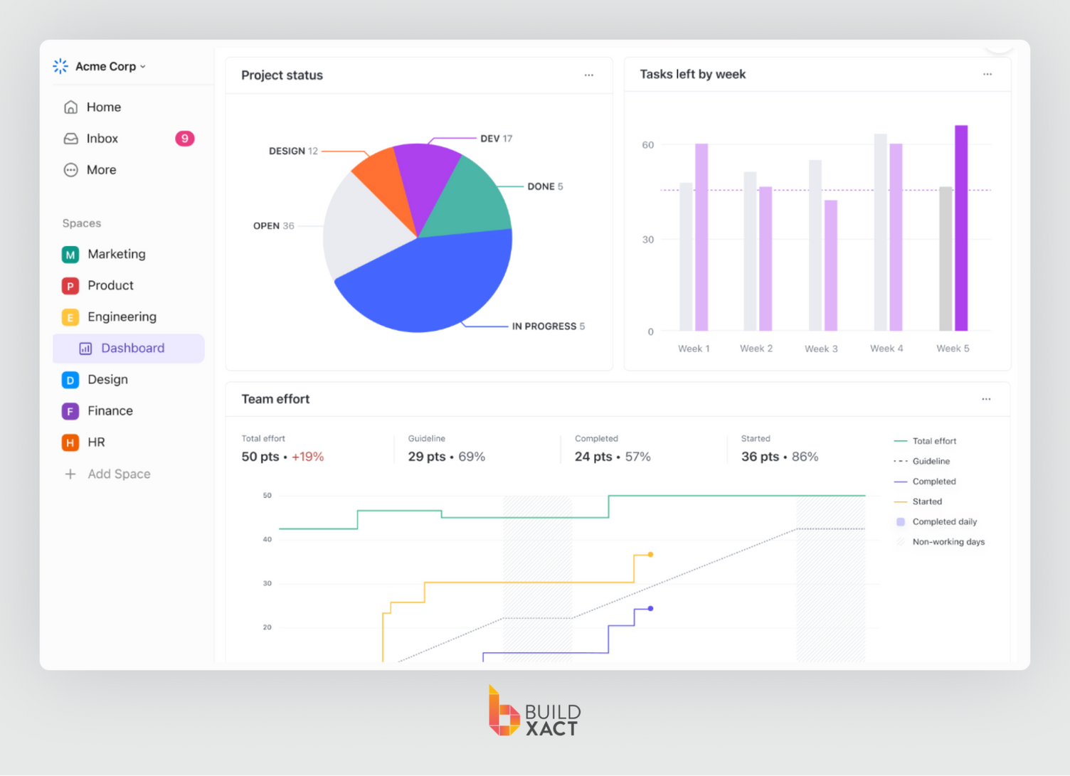 Screenshot showing the UI of ClickUp